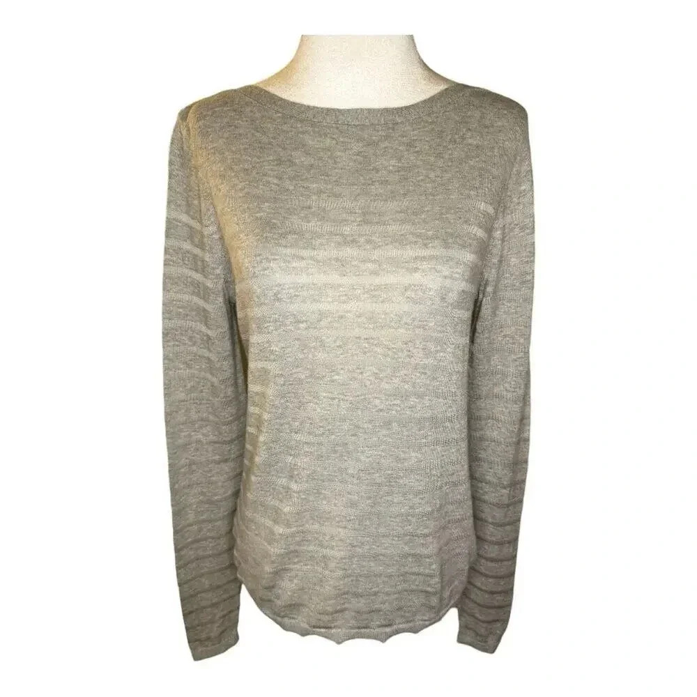 Ann‎ Taylor LOFT Women's Gray Striped Pullover Sweater Size Small